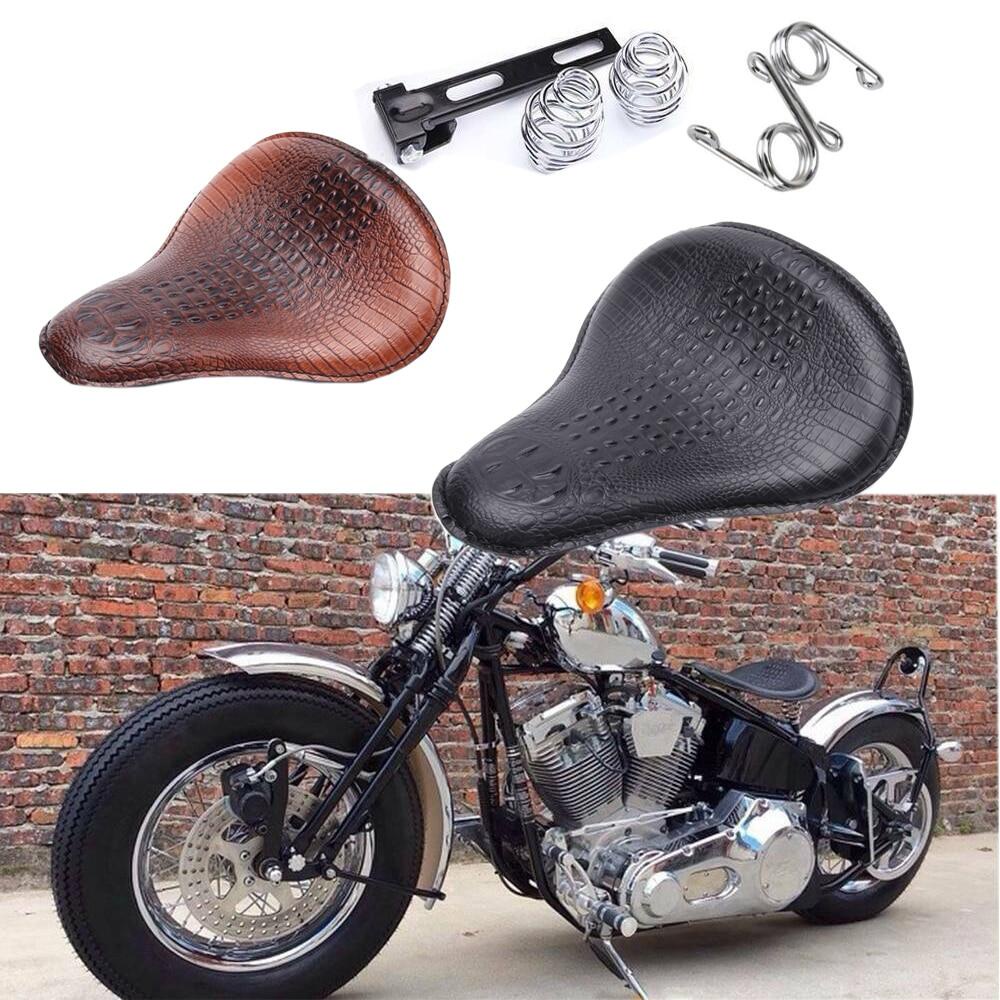 High quality Alligator style Motorcycle Leather Solo Seat +3 Spring ...