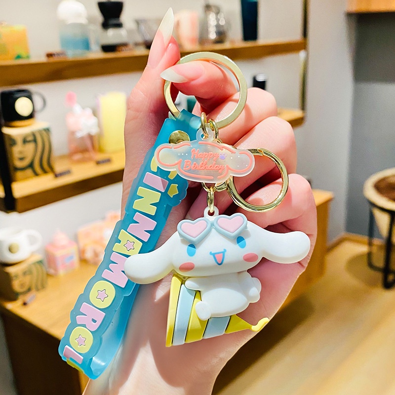 Kawaii Cinnamoroll Car Keychain Sanrio Anime Cartoon Melody Kuromi Toys ...