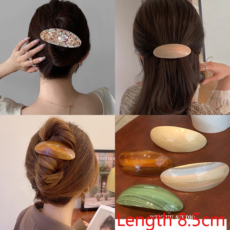 High-end Oval Hairpin Acetic Acid Barrette Simple Hair Clip Spring ...