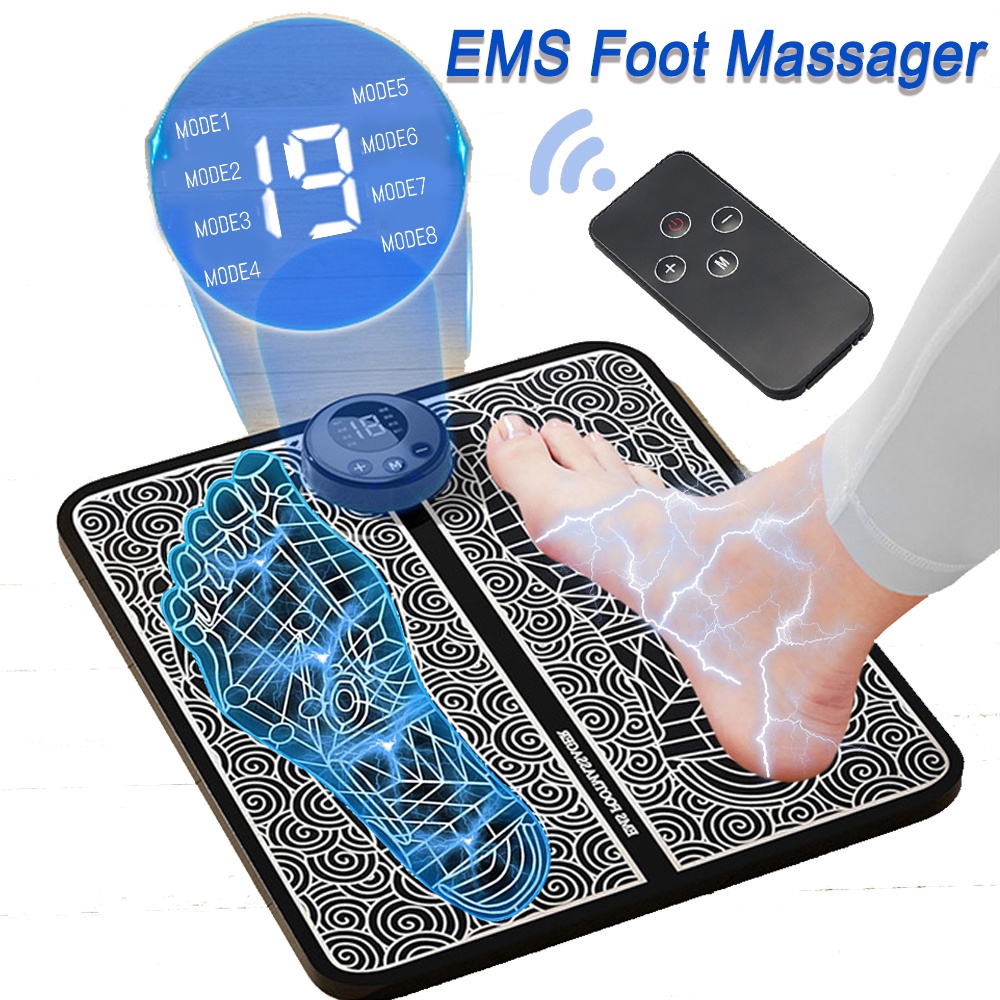 EMS Foot Massager Pad Portable Massage Mat Pulse Muscle Stimulation ...
