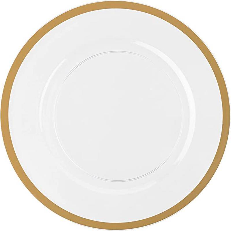 Plastic Charger Plates 13 Inch Round Dinner Chargers with Gold Rim