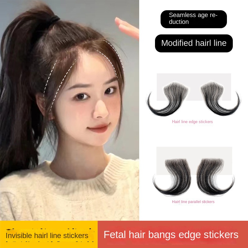 Female Replacement Piece Hairline Bangs Forehead Real Hair Trimmable ...