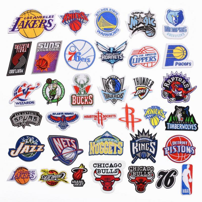 NBA Basketball Team Logo Series:1-10 Lakers Heat Bulls Velcro Patch DIY ...