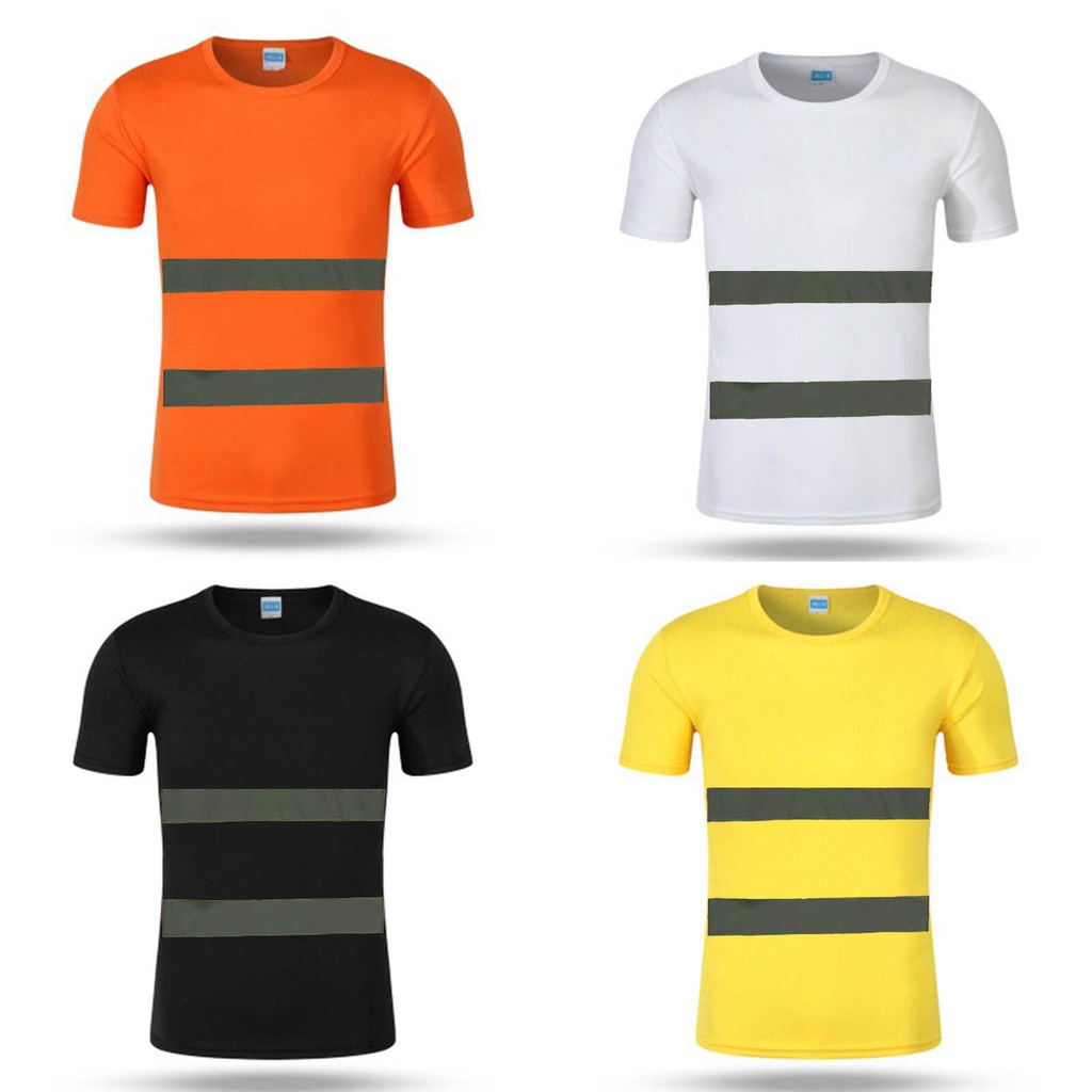 Safety Quick Dry Tshirt Staff Uniform Short Sleeve Reflector Safe Men