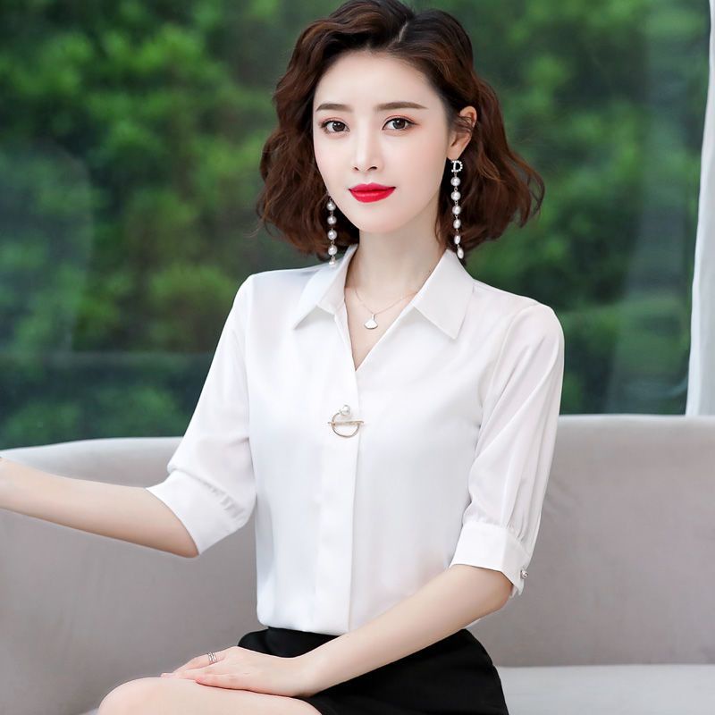 3 4 long sleeve ormal white formal blouse for women plus size,Thick V ...