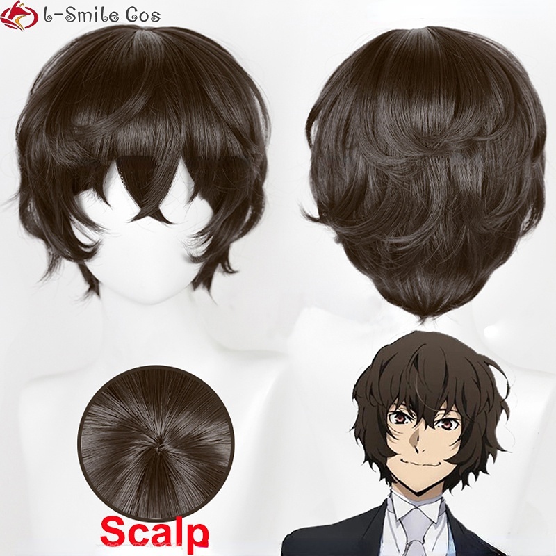 Misscoo High Quality Scalp Brown Dazai Osamu Cosplay Wig Anime