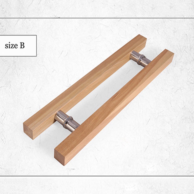 Modern Natural Wood Frame Door Pull Handle For 8-10mm Glass Door and 40 ...