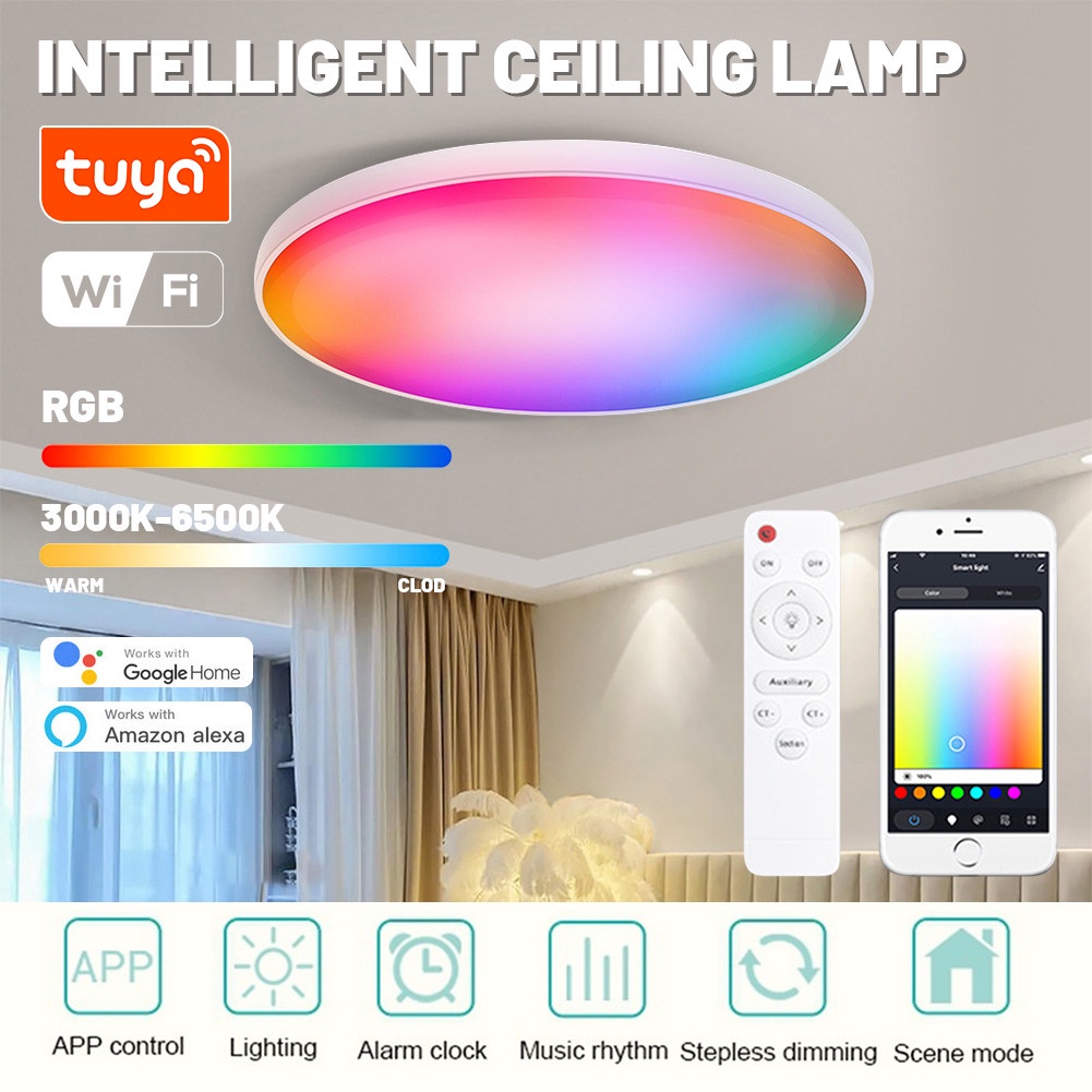 13pcs Dimmable 36W Tuya WiFi LED lamp APP and Voice Remote Control