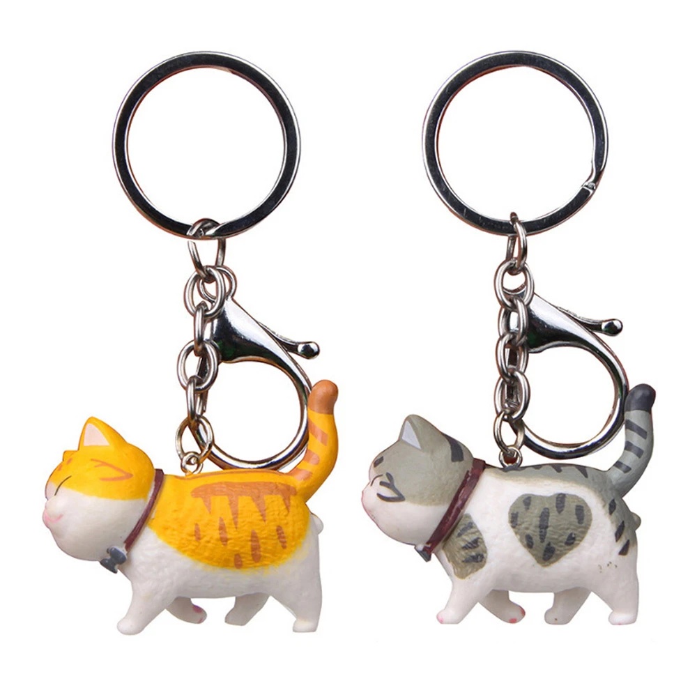 Cute Cartoon Cat Keychain for Women Car Key Holder Metal Animal Key