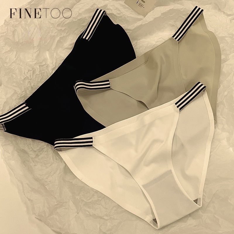 Finetoo Ice Silk Panties Seamless Underwear Antibacterial Sexy Hip Lift  Panty For Women