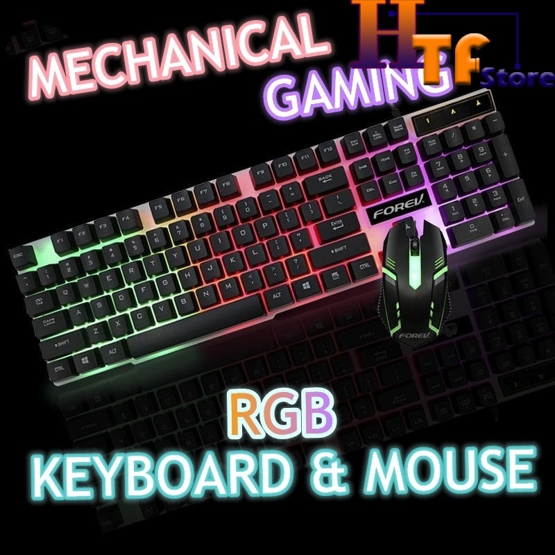 Rgb Rainbow Light Keyboard And Mouse Set Mechanical Feel Backlight 