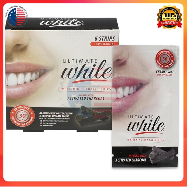 Ultimate White Whitening Dental Strips with Activated Charcoal 6 Strips