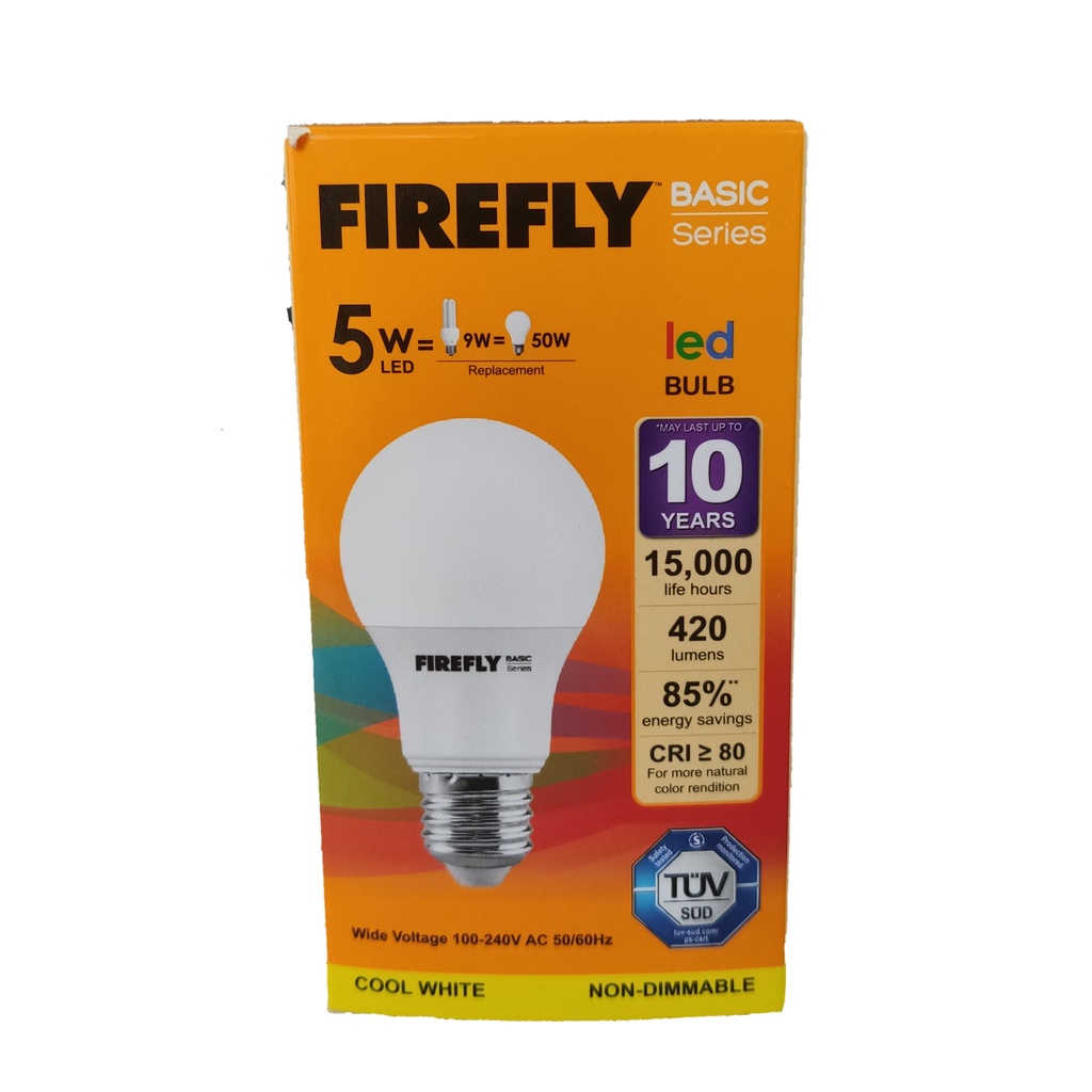 Firefly 5W LED Bulb Lamp E27 220V Cool White - EBI105CW | Shopee ...