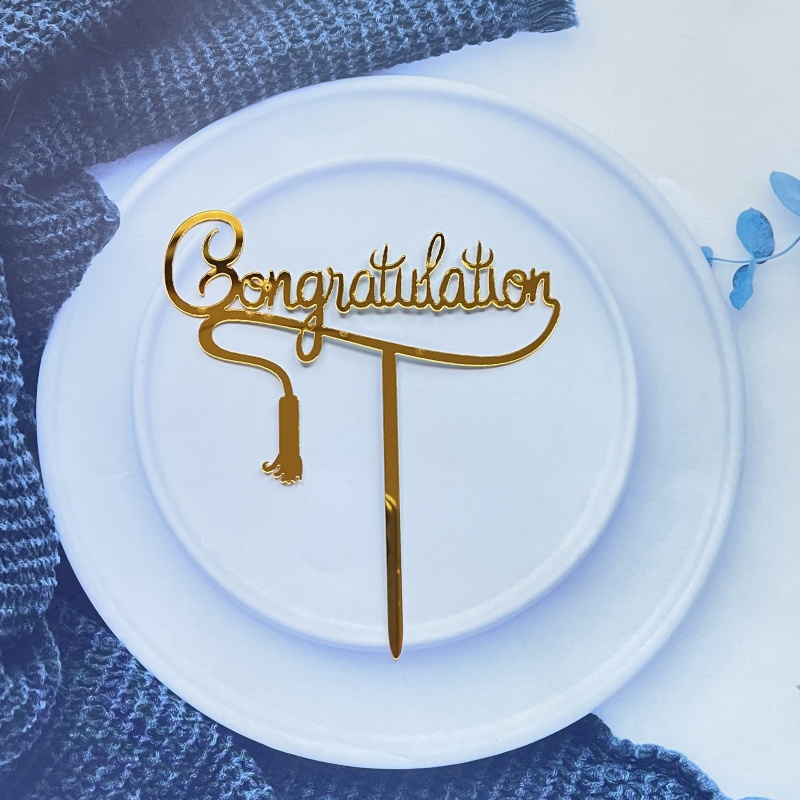 Pack of 10 Pcs Acrylic Congratulations Cake Topper Dessert Decoration ...