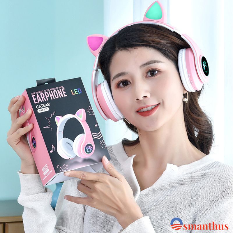15Colors Cat Ear Headphone with Mic Wireless Headphones Bluetooth