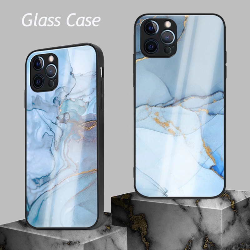 Iphone 11 Marble Case Blue Marble Design Glass Case For IPhone 14