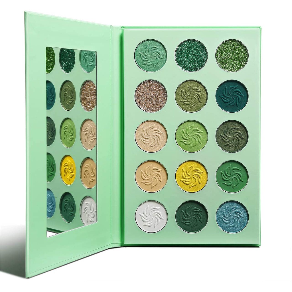 Green Eyeshadow Palette Matte Glitter Highly Pigmented Pro Makeup