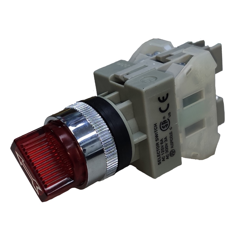Auspicious Illuminated Selector Switch Red 2 Position 22mm 3A 220V