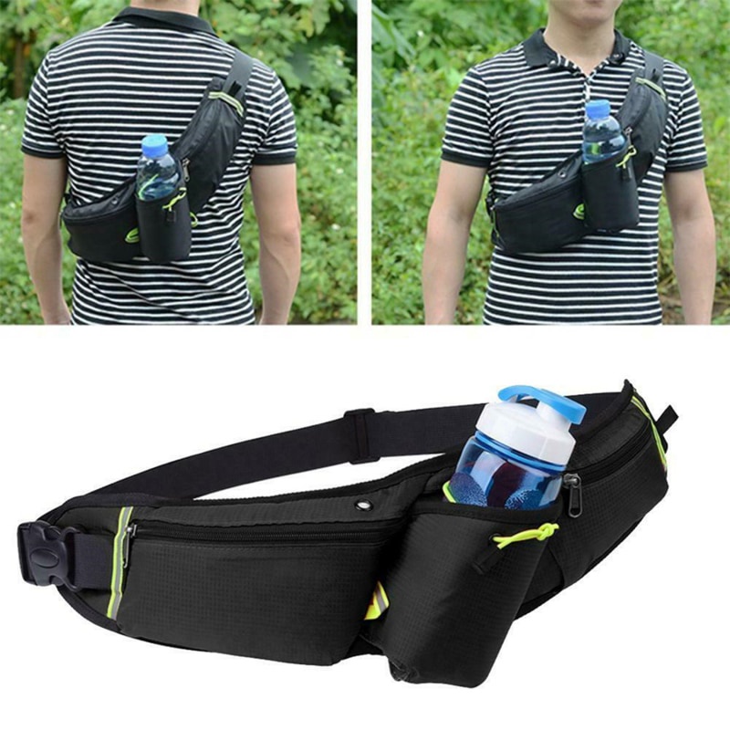 Unisex Sports Waist Pack Bag with Water Bottle Holder Waterproof