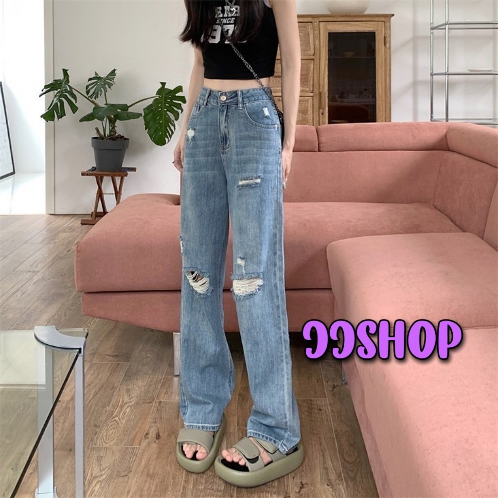 JJ shop High Waist Jeans Cool Straight-Leg Pants With Fashionable ...