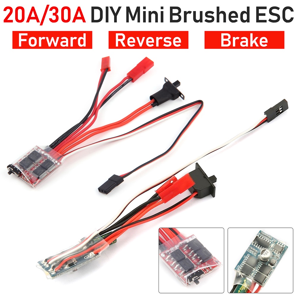 20A ESC 30A Brushed ESC RC ESC 2KHz Forward Reverse for 1/16 1/18