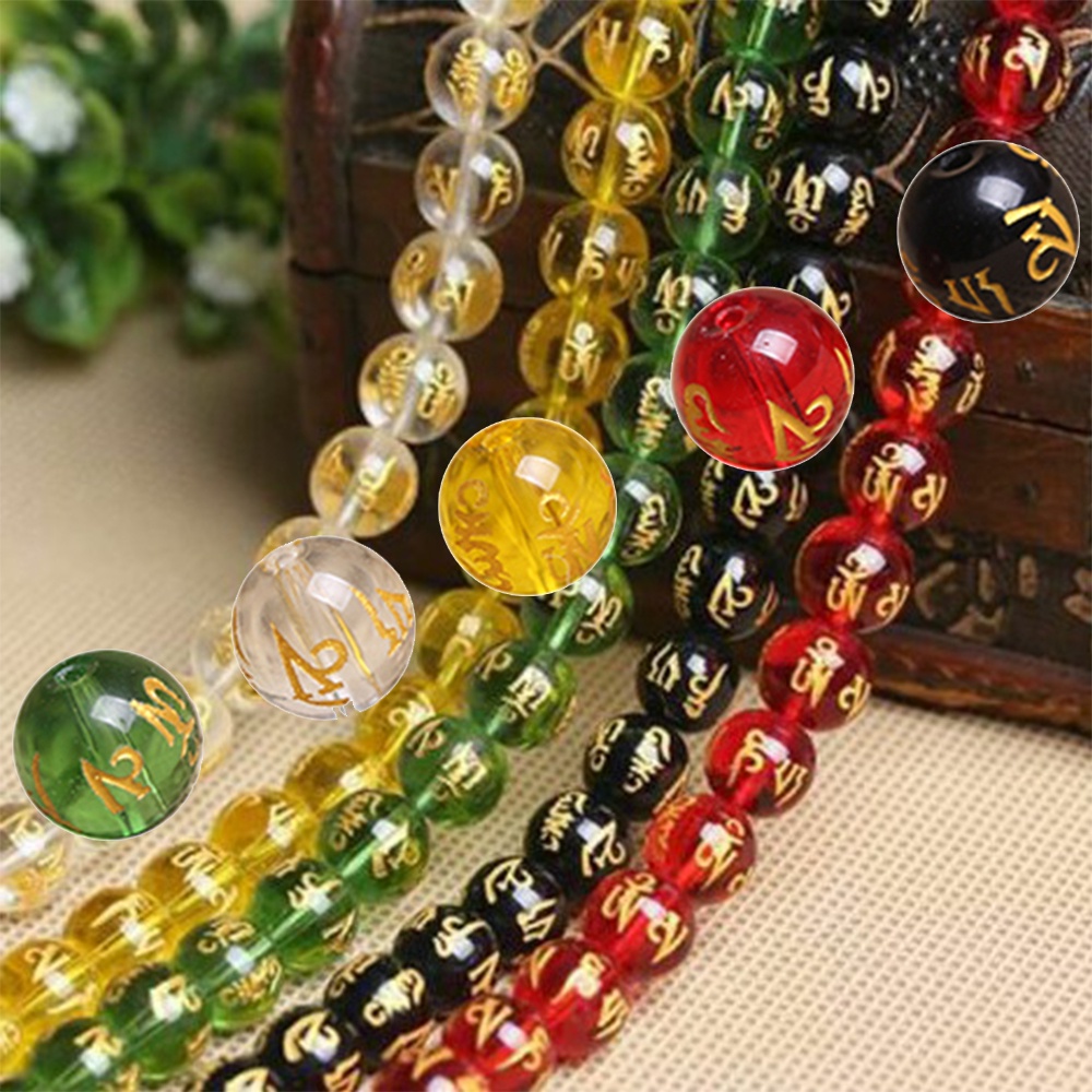 Six Character Buddha Beads Mantra Beads Red Black Yellow Green White Five Elements Lucky Mantra Great Ming Buddhist Beads Golden Wood Fire Earth