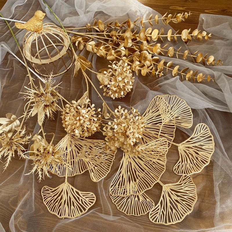 Gold Artificial Leaf Artificial Flower Eucalyptus Leaves Artificial