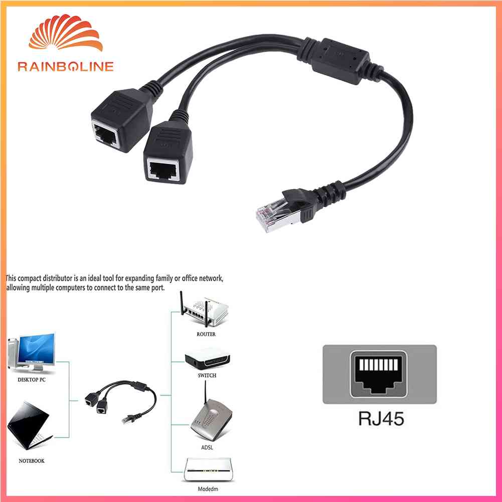 Rain RJ45 Male to 2 Female Splitter DSL LAN Network Adapter