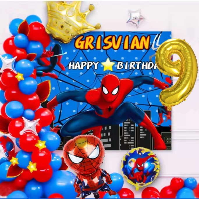 53pcs Superhero Theme Balloon Spiderman Balloon Chain 19th Foil