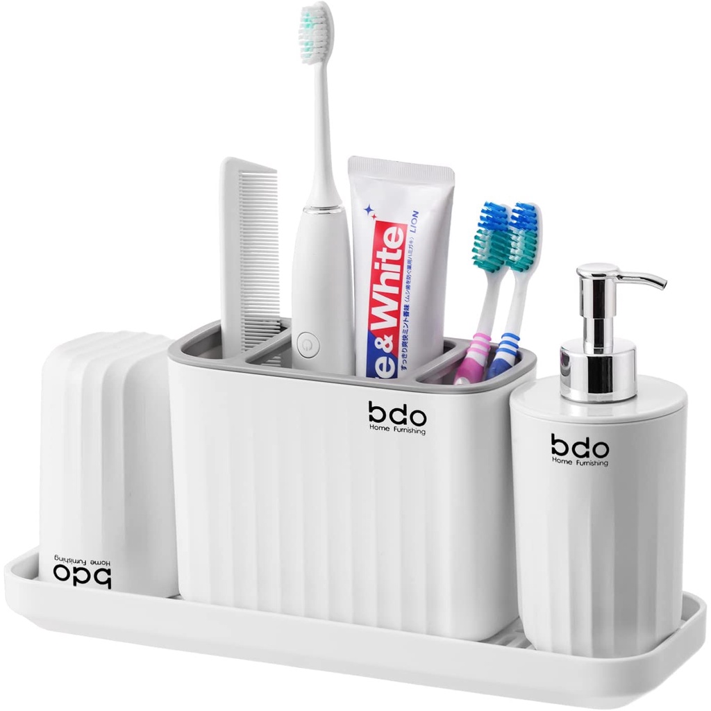 GF Plastic Toothbrush Holder, Bathroom Organizer Countertop