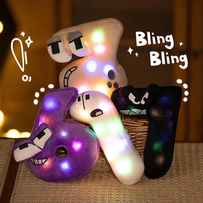 Glowing Alphabet Lore 0-9 Number Plush Dolls Stuffed Toys For Kids Baby ...