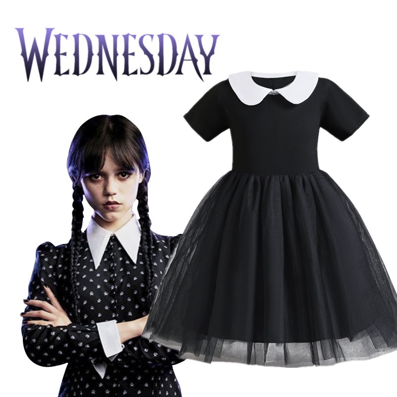 Wednesday Addams Cosplay Dress for Girl Kids Movie Wednesday Cosplay ...