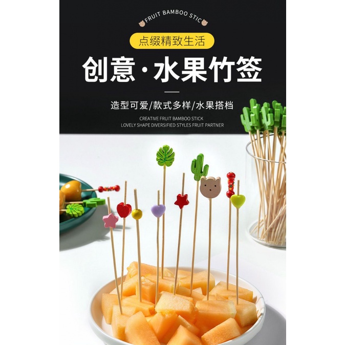 Dental flags spot disposable fruit swab bamboo swab fruit fork creative ...