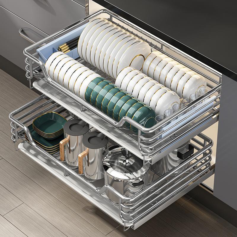 Pullout Basket Kitchen Stainless Multiple Inches Pull Out Dish