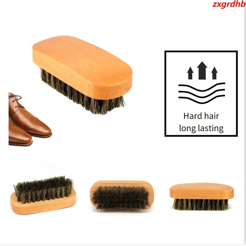 Shoe Brushes Wooden Horsehair Horse Hairs For Boots Leather Care