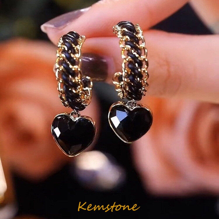 Kemstone Vintage Black Love Heart Winding Chain Hoop Drop Earrings for Women Jewelry Gifts Shopee Philippines