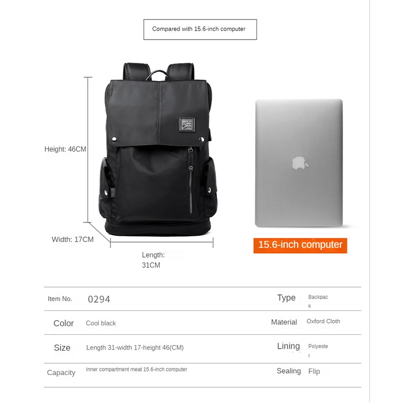 Moyii Black Classic Backpack Men's Lightweight Travel Backpack Laptop ...