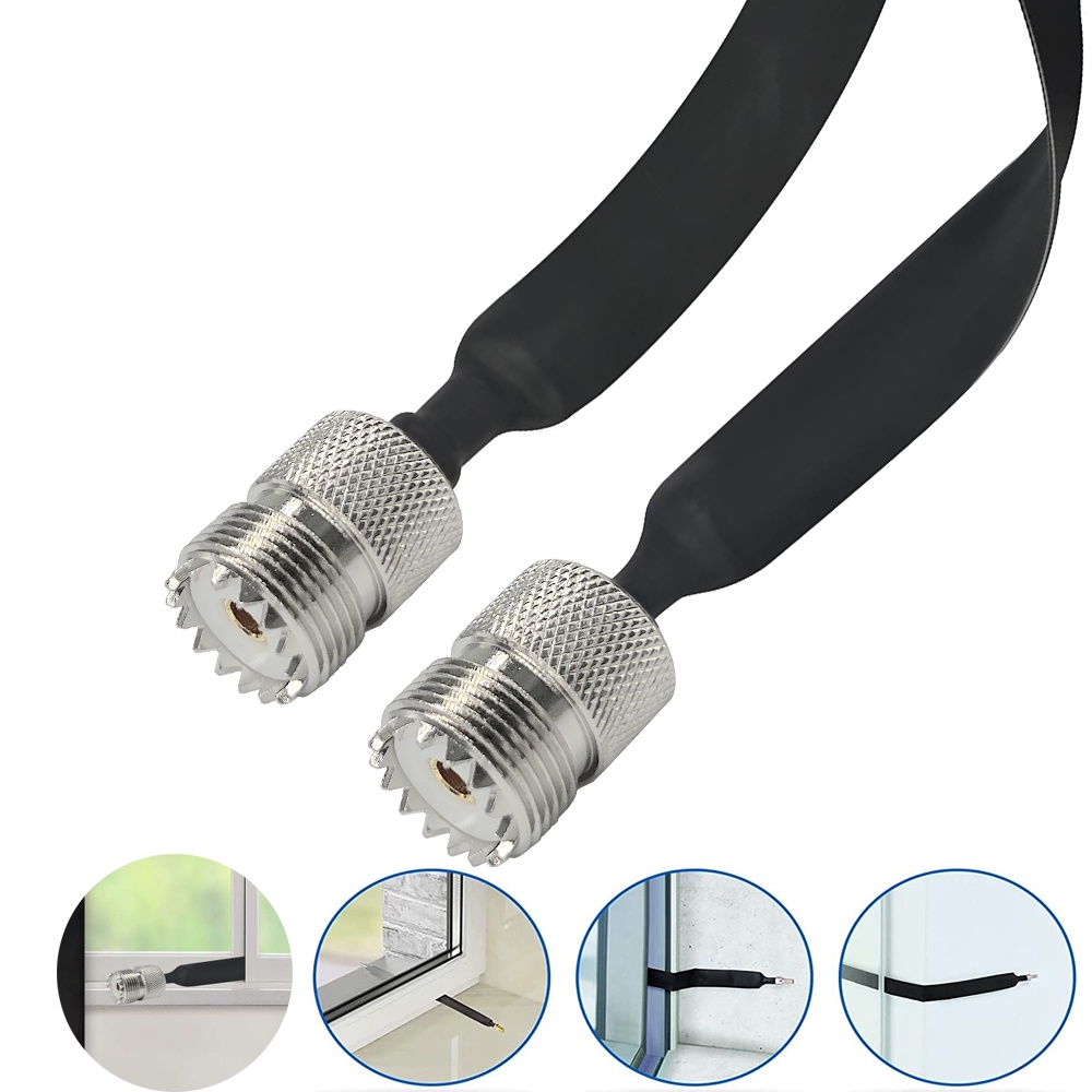 Window/Door Pass Through Flat RF Coaxial Cable SO239 UHF Female to UHF