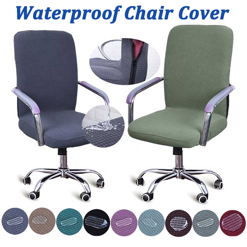 Waterproof Elastic Chair Cover Anti-dirty Office Home Removable Solid ...