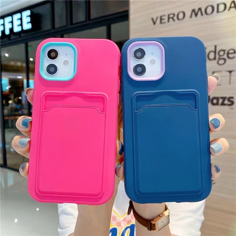 3 In 1 Color Silicone Card Holder Case Phone Iphone 11 12 13 14 Pro Max X Xs Max Xr 7 8 Plus 3272