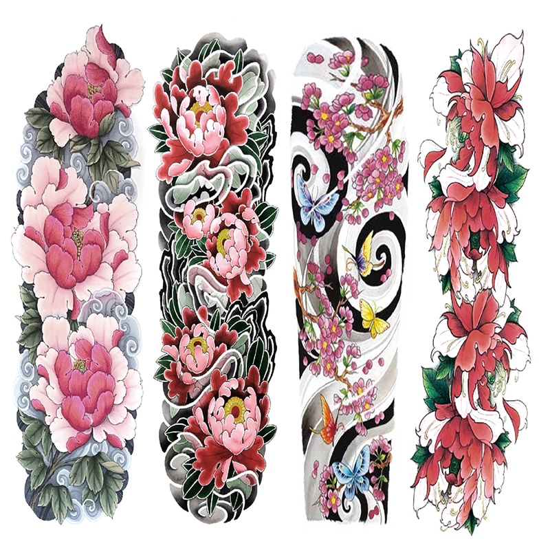 Flower Full Arm Tattoo Sticker Waterproof Temporary Fake Tattoo Sticker