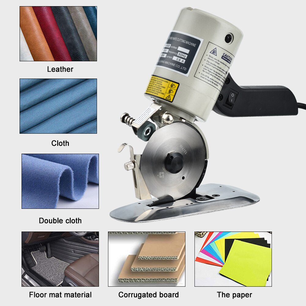 Electric Cloth Cutter, Hand Held Fabric Slitting Machine with 3.54inch for  Clothing, Leather Goods, Textiles, Rubber Products, Paper Industry(US plug)