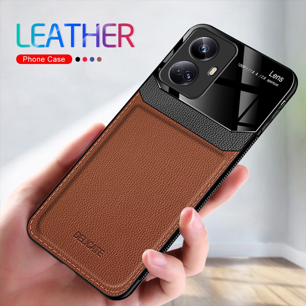For Realme 10 Pro Plus Case Plexiglass Back Leather Cover Realmy 10Pro ...