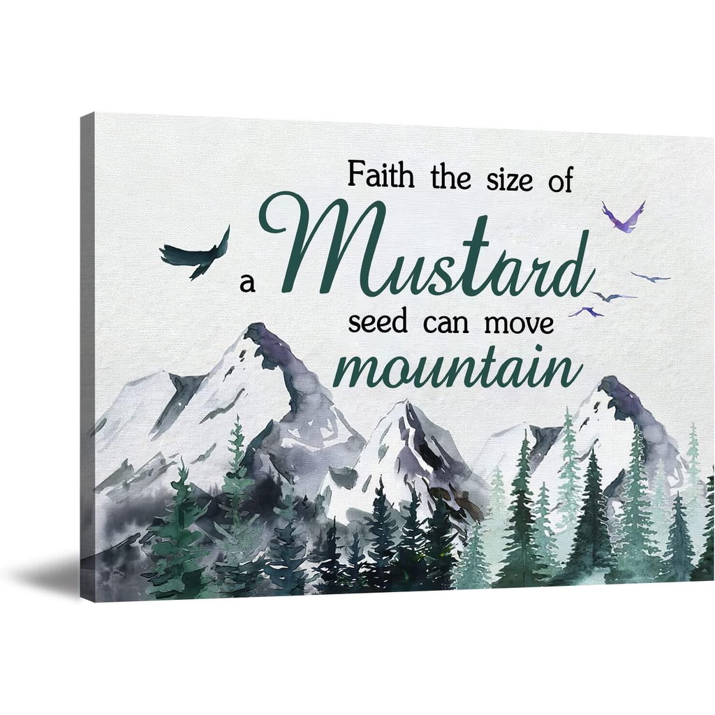 Abstract Mountain Tree Wall Art Inspirational Quotes Posters Faith The
