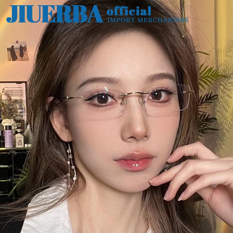 Jiuerba New Metal Rectangular Rimless Reading Eyeglasses Fashion Men