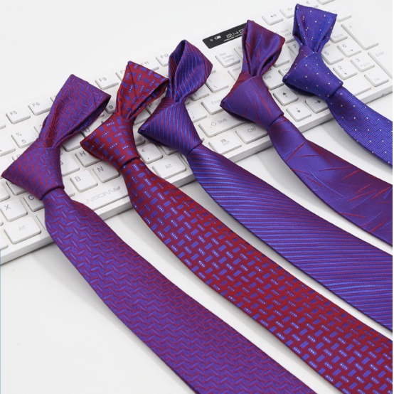 Men Classic Ties Purple Neckties Dots Striped Jacquard Woven Magenta