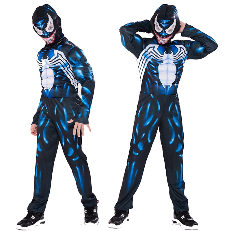 Kids Boys Child Venom Symbiote SpiderMan Fancy Dress Cosplay Outfit