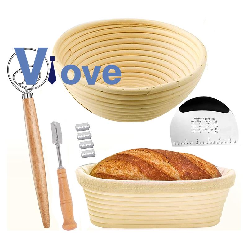 Bread Proofing Basket SET of 2 with Starter Kit-Round and Ovel Bread ...