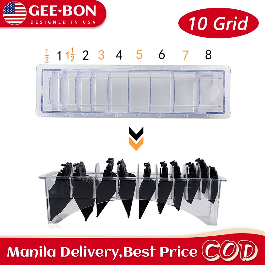 GEEBON 8/10 Grid Limit Comb Holder Box Barbers Accessories Guide Comb ...