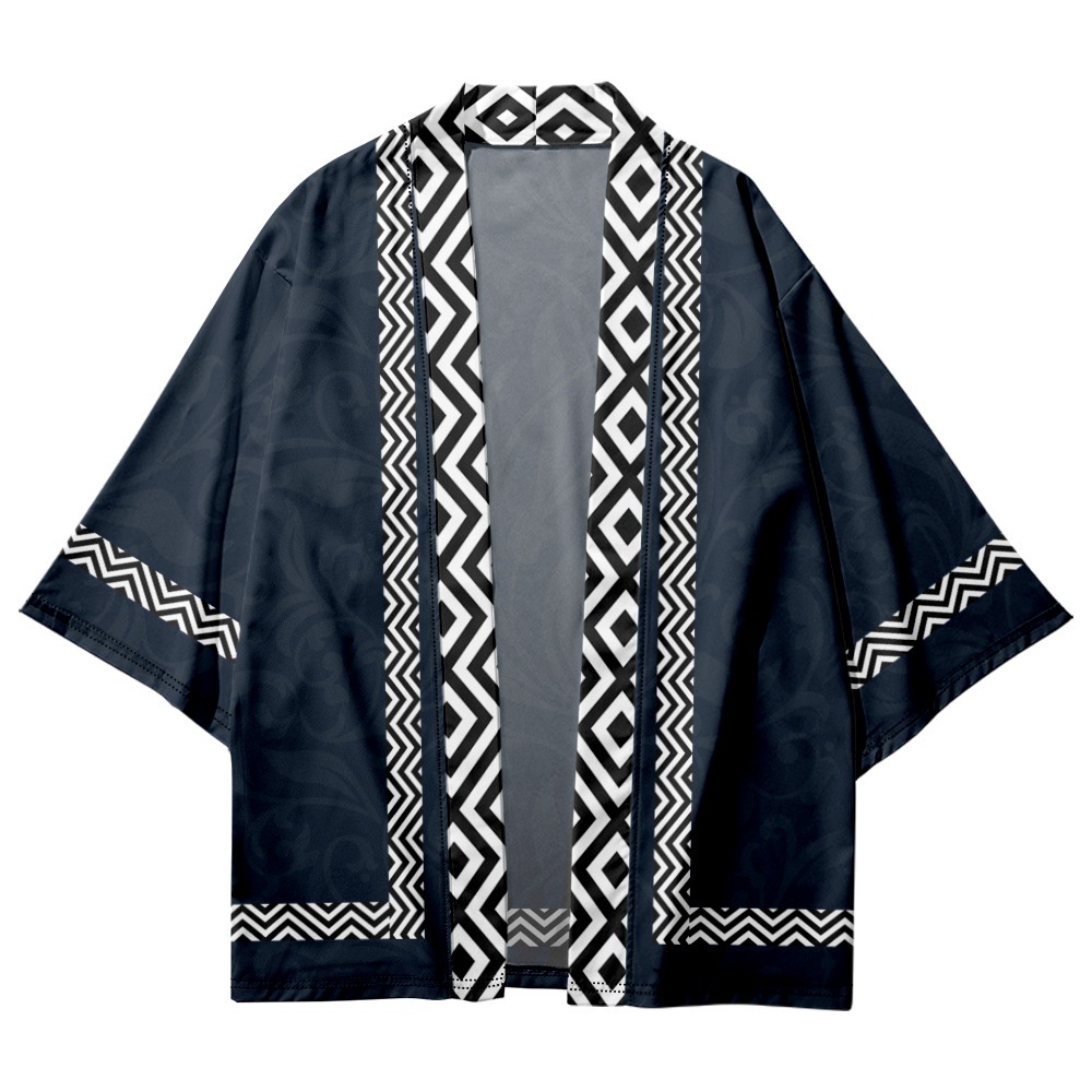Summer Beach Geometric Print Japanese Samurai Kimono Fashion Men Women ...